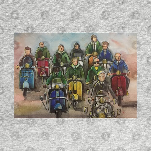 Retro Scooter, Classic Scooter, Scooterist, Scootering, Scooter Rider, Mod Art by Scooter Portraits